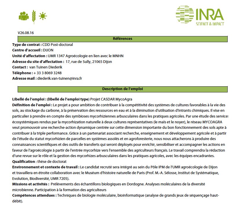 Dtuinen's tweet photo. Offre de #postdoc au sein de @UMRAgroecologie en collaboration avec le #MNHN sur la #mycorhize et l'#agriculture  https://t.co/JocGTigxrv https://t.co/kkcJOxnprG