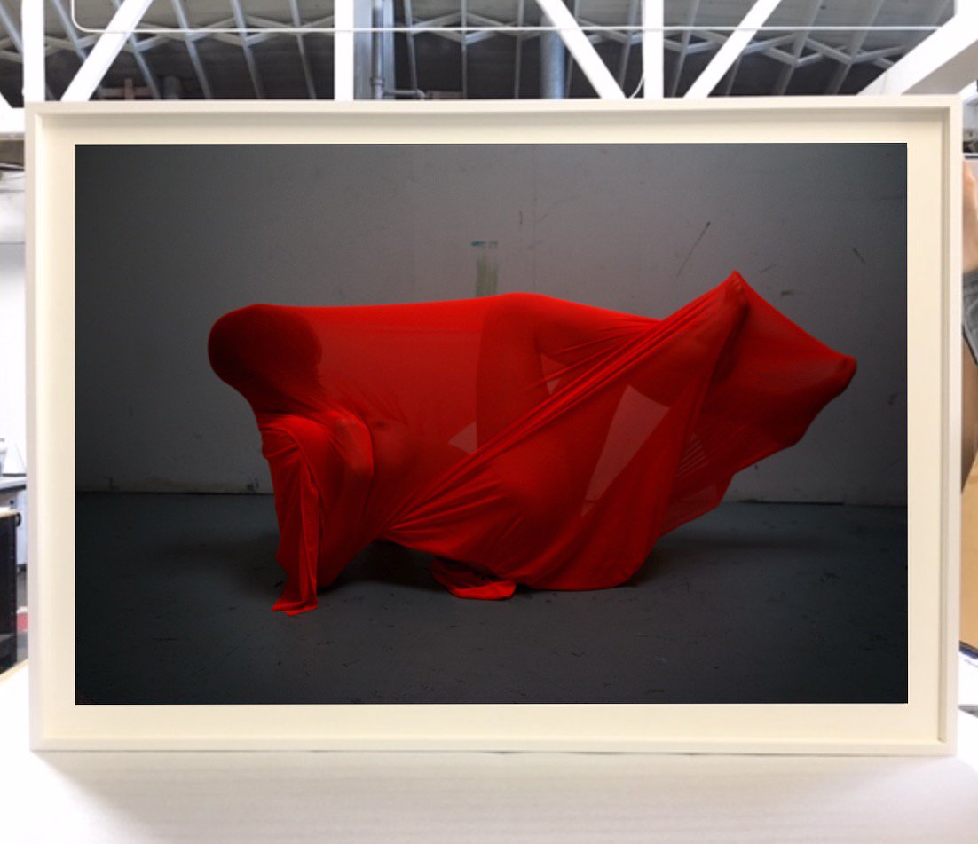 Brilliant self portrait by British photographer Polly Penrose Untitled (Michelle's Studio, Red Stretch) 41.5" x 61.5"