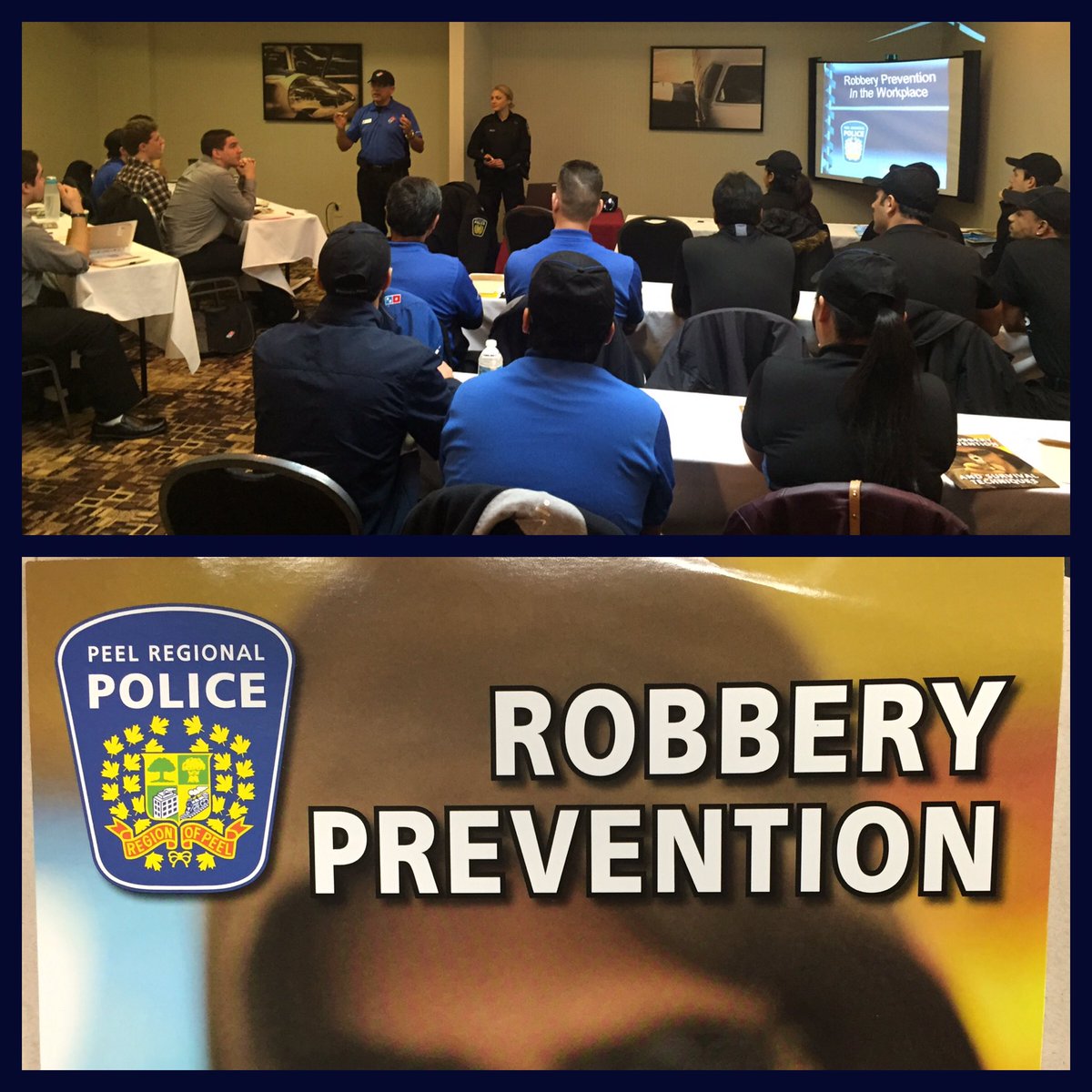PRPCSWB's tweet image. Domino&apos;s Pizza partnered with us today for some #RobberyPrevention education! @PeelPoliceMedia @dominos