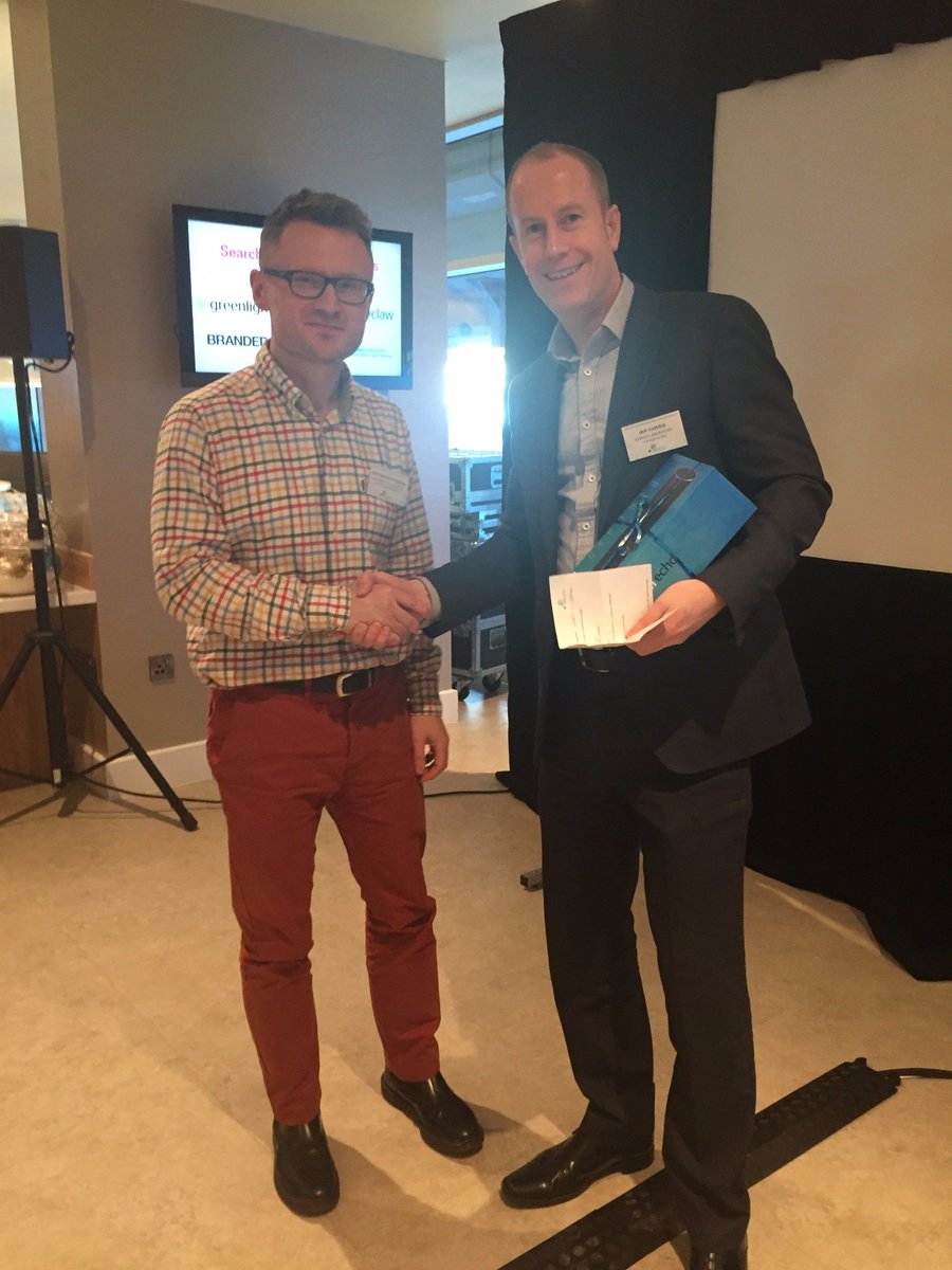 searchlabs's tweet photo. The lucky winner of our Amazon Echo @TonyPatterson with our CEO @Ian_M_Harris from this morning's #SLManc16 https://t.co/fm6TE4zNq5