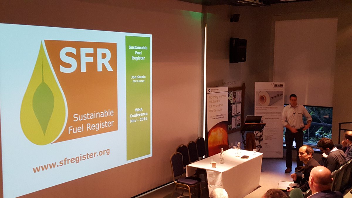SFRegister's tweet image. Jon Swain of @FEC_Energy talking about #SFR at #WHAC2016 #sustainability