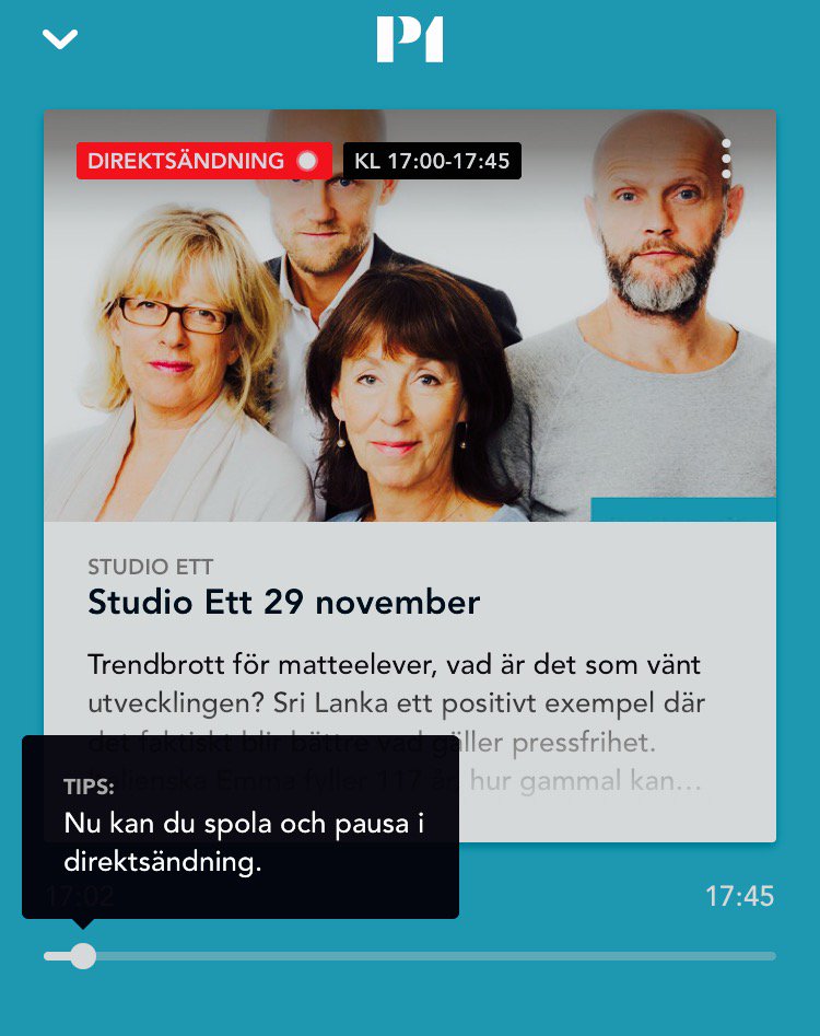 OlleZ's tweet photo. Efterlängtad release från proffsen på Digitala Medier @sverigesradio! Nu kan du pausa och spola tillbaka i livesändningar i #SRPlay. https://t.co/uzpZGsywAg