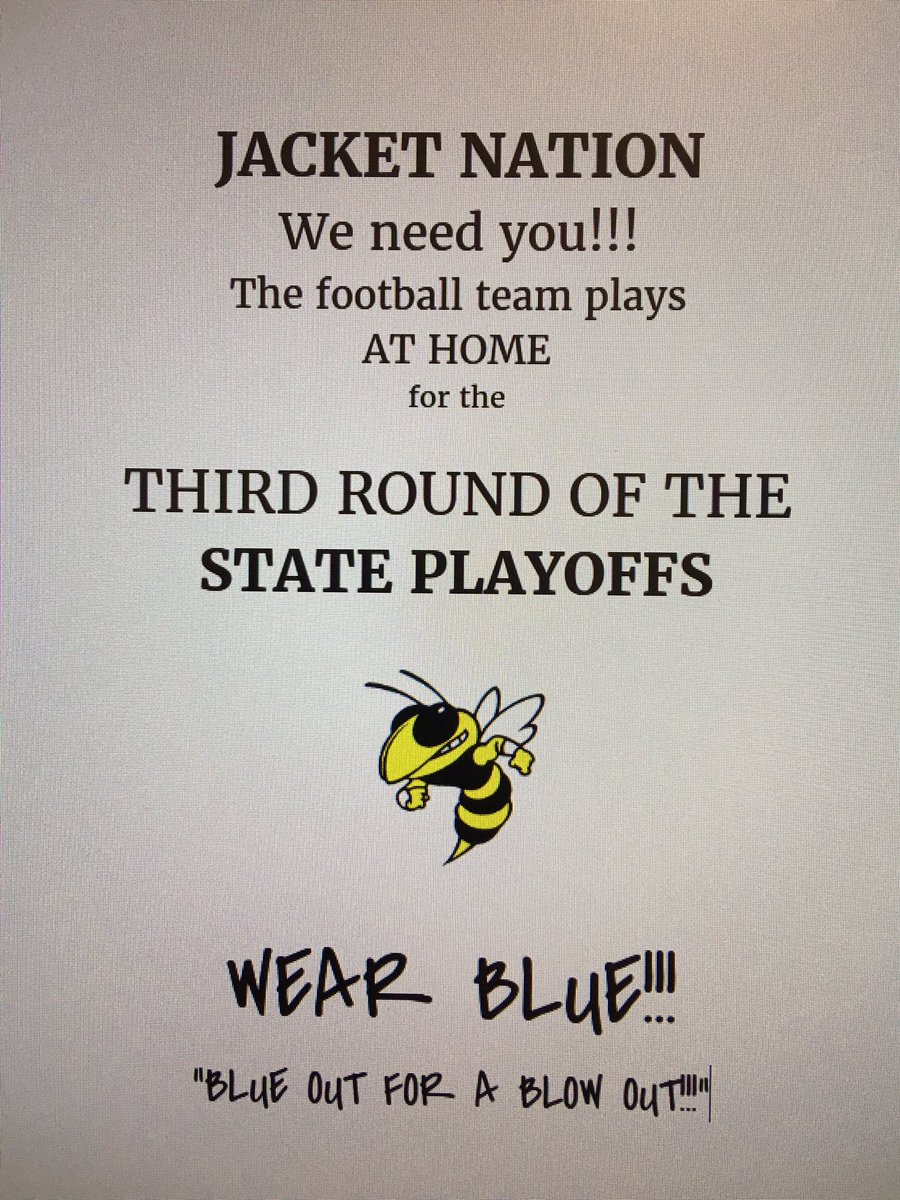 mamabteaches's tweet photo. Come out Friday and support the Jackets! https://t.co/fkFnJ8Yzdi