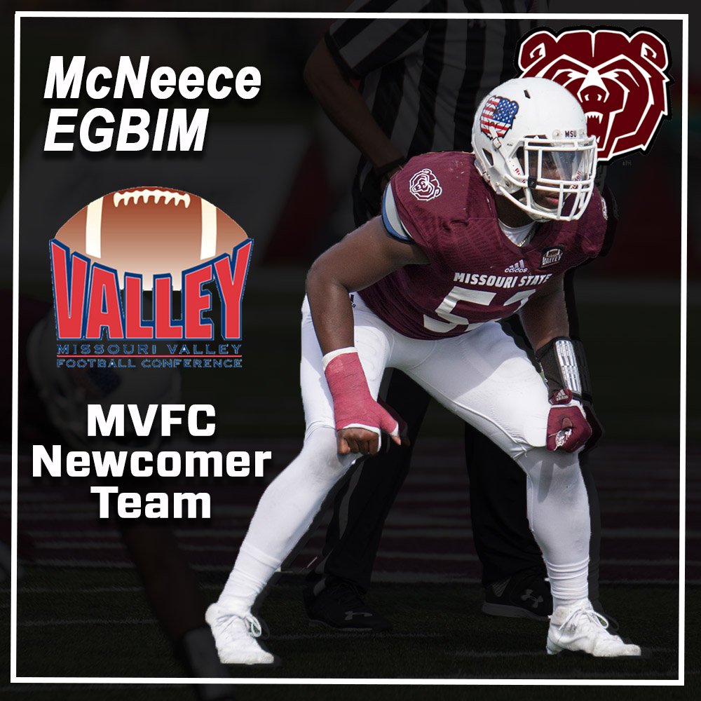 MoStateFootball's tweet photo. Two more honors for the #MSUBears, as Coleman Clanton and McNeece Egbim earn MVFC All-Newcomer recognition!
https://t.co/b3Dp9KFhsW https://t.co/uqUI4zN9k4