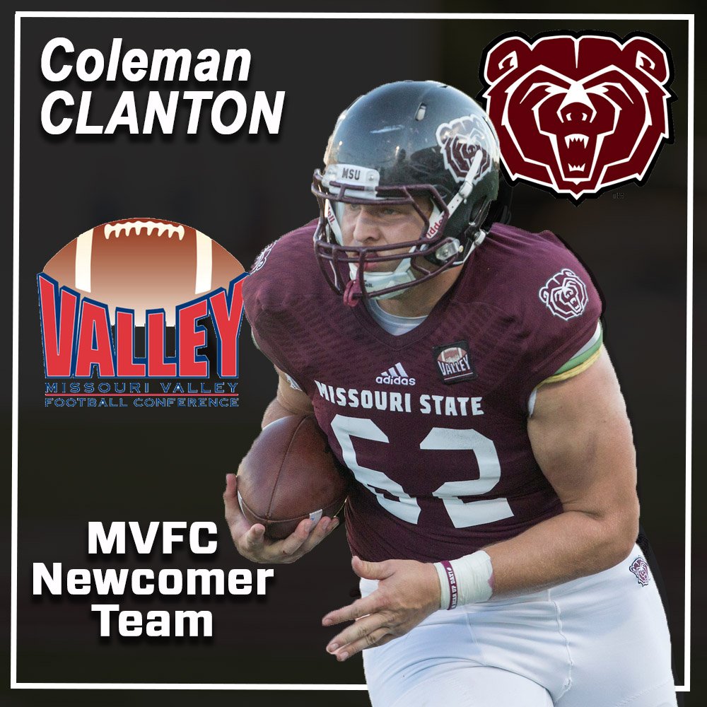 MoStateFootball's tweet photo. Two more honors for the #MSUBears, as Coleman Clanton and McNeece Egbim earn MVFC All-Newcomer recognition!
https://t.co/b3Dp9KFhsW https://t.co/uqUI4zN9k4