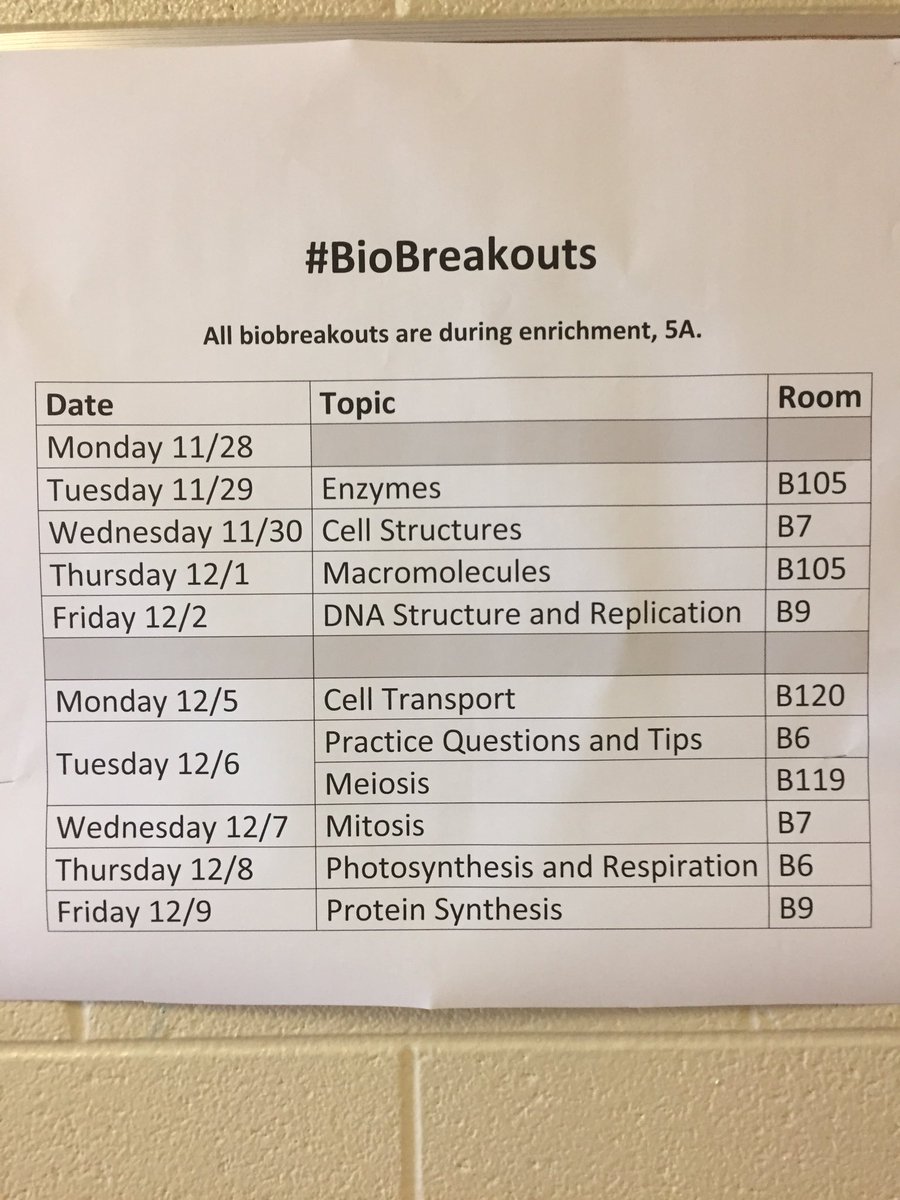 wcsBHSdm's tweet photo. #BioBreakouts start today! Who will be the #BioBreakout Champ of the week?! #RiseUp #BruinSmart #finishstrong https://t.co/azlzngomPW