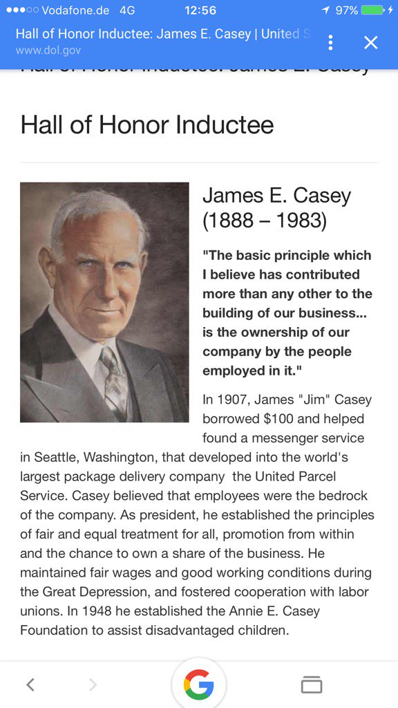 Off to Ministry of Transport in Berlin where tonight UPS' founder J. Casey inducted into Transportation Hall of Fame