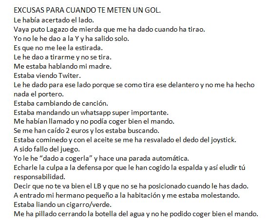 FuMe_Pelusha's tweet photo. Queréis pillar a vuestro portero? No digas más, os presento la lista de excusas que dice el típico portero cuando le marcan. https://t.co/HxWOQon7TN