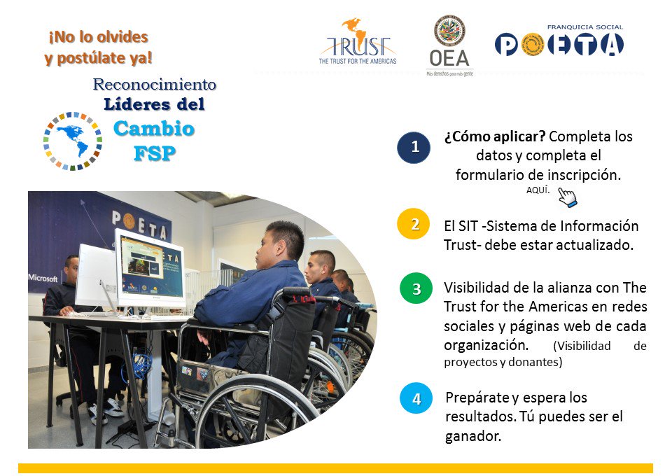 Trust4Americas's tweet photo. ¿Ya te postulaste al Reconocimiento #LíderFSP para Centros #POETAFSP? ¡Aún estás a tiempo! https://t.co/b5IVSR5QeH https://t.co/BmHFqkvonJ