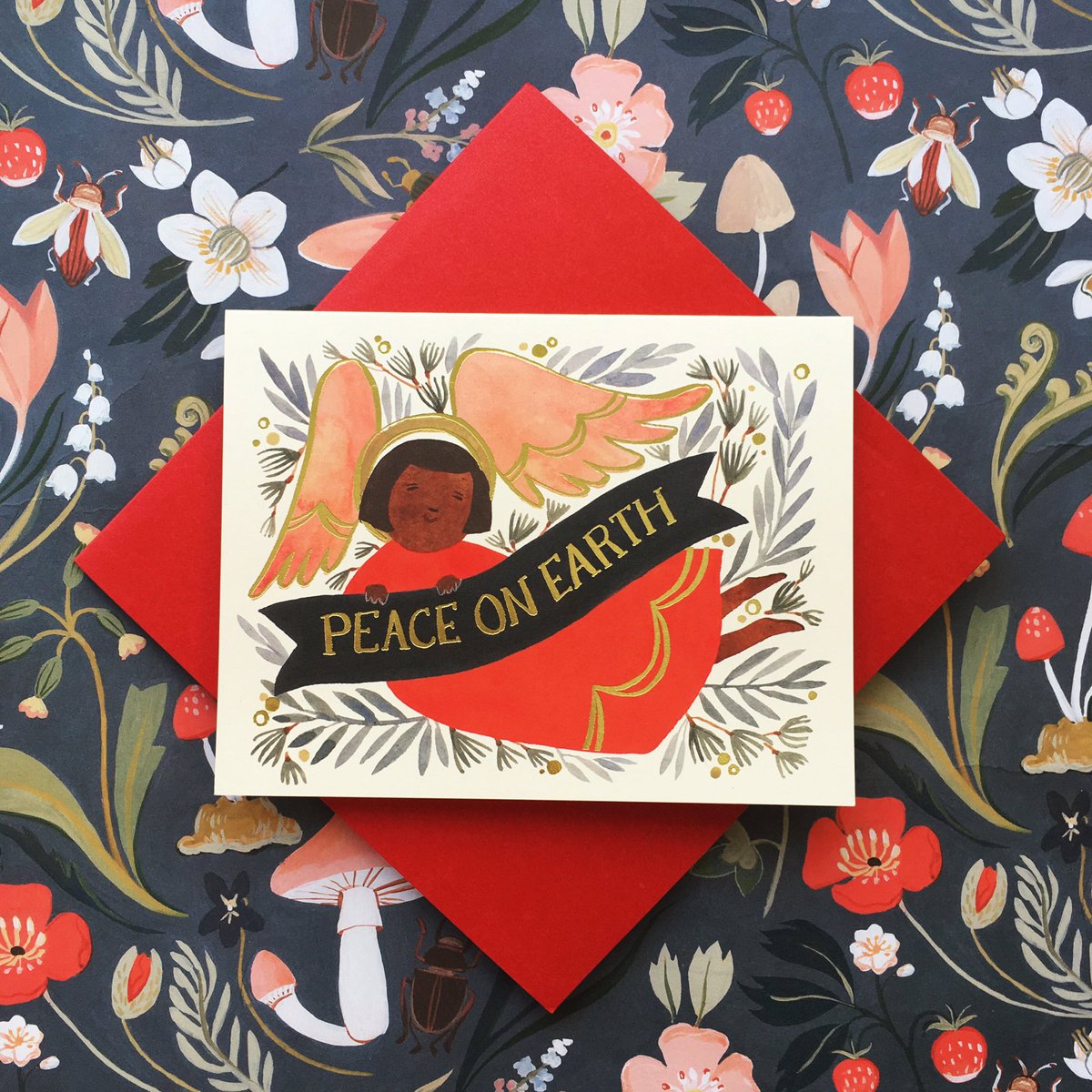 redcapcards's tweet photo. Peace on Earth. A wish for all illustrated by Kelsey Garrity Riley for @redcapcards. #holiday #wishlist #peace #love #health #redcapcards https://t.co/BO4V2w6Akj