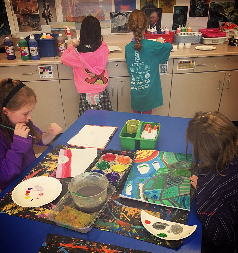 Learning about color theory and mixing custom colors for landscapes in 4th grade. 😍 the colors and designs #sp109