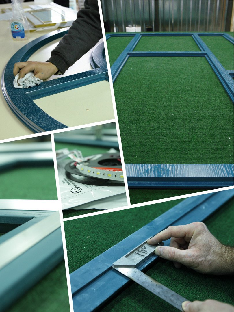 MIRROLLI's tweet image. Сегодня в MIRROLLI подготавливают раму с подсветкой для уже законченного витража Тиффани #MIRROLLI #витражиназаказ