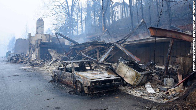 cnnbrk's tweet photo. Gatlinburg-area officials say more than 250 structures damaged by Tennessee wildfires, but worst may be over https://t.co/Pdmv4PY8I6 https://t.co/qwivVLTCBr