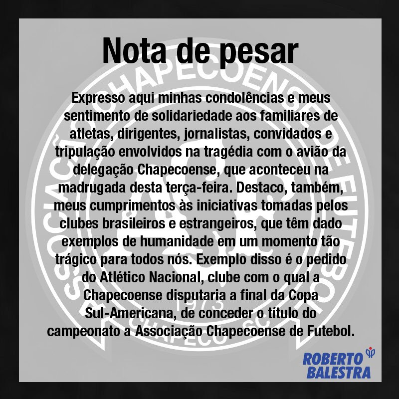 mandatobalestra's tweet photo. #forçachape https://t.co/uzU2UtaNP5
