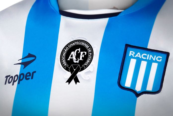 RacingClub's tweet photo. #ForcaChapeco Racing expresa su dolor y homenajeará al club brasileño llevando su escudo en la camiseta el domingo https://t.co/RfvIxCDEPw https://t.co/Kb2BRnSxKy