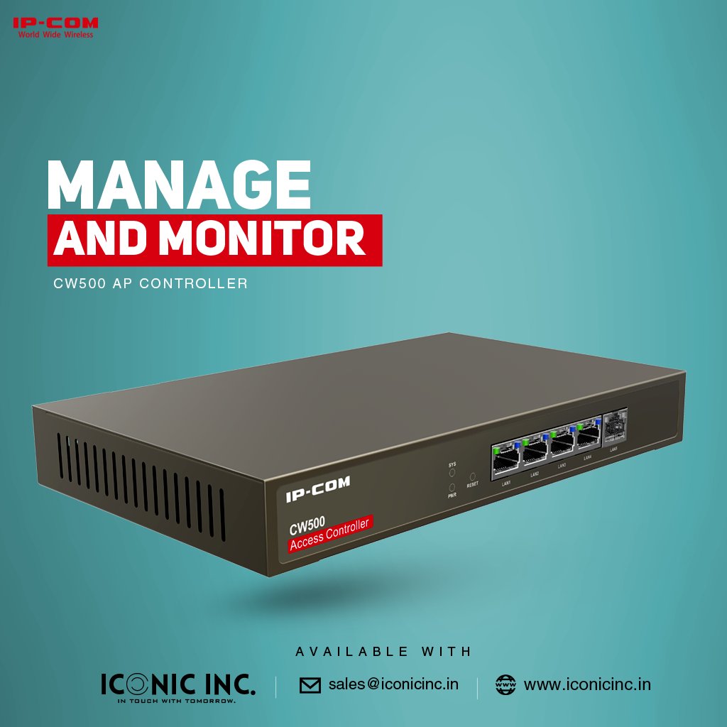 Manage and Monitor with IP-Com CW500 Ap Controller
Now available with Iconic Inc. for more visit iconicinc.in