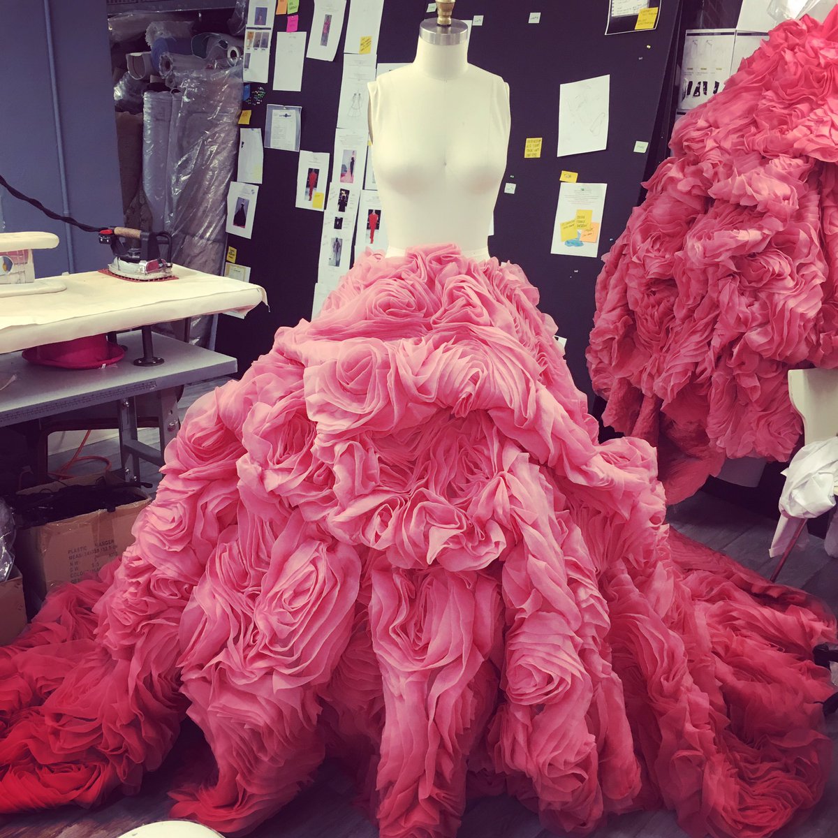 CSiriano's tweet photo. Pink rosette beauty being worked on in the studio today! #Resort2016 #christiansiriano 💗 https://t.co/cs3CCfqy3f