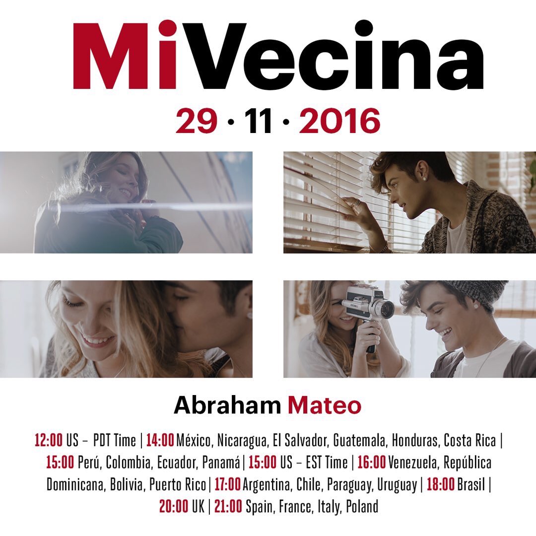 🚨🚨¡ #MiVecinaVideoclip !🚨🚨
<a href="/AbrahamMateoMus/">SIGUE a@AbrahamMateo</a> tiene preparado el estreno!!
No te lo puedes perder!! NO QUEDA NADA!🎥🚹🏢🚺🎶