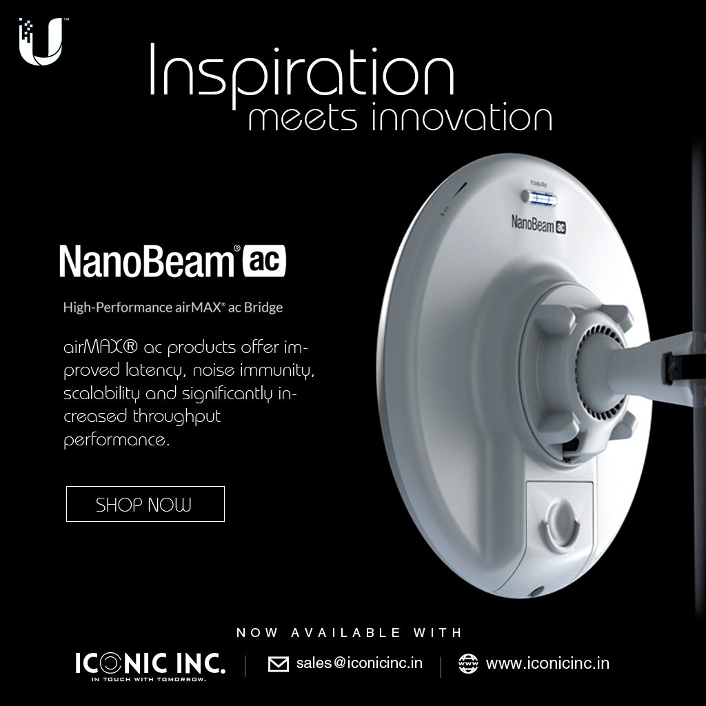 Inspiration meets innovation
@ubnt NanoBeam® ac now available with Iconic Inc. to know more visit iconicinc.in