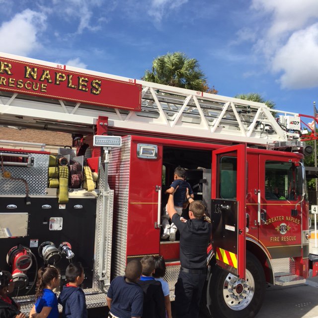 Thank you to Greater Naples Fire Rescue for the shoe donation and for showing us the fire truck! <a href="/GTEtoucans/">Golden Terrace Elementary</a>