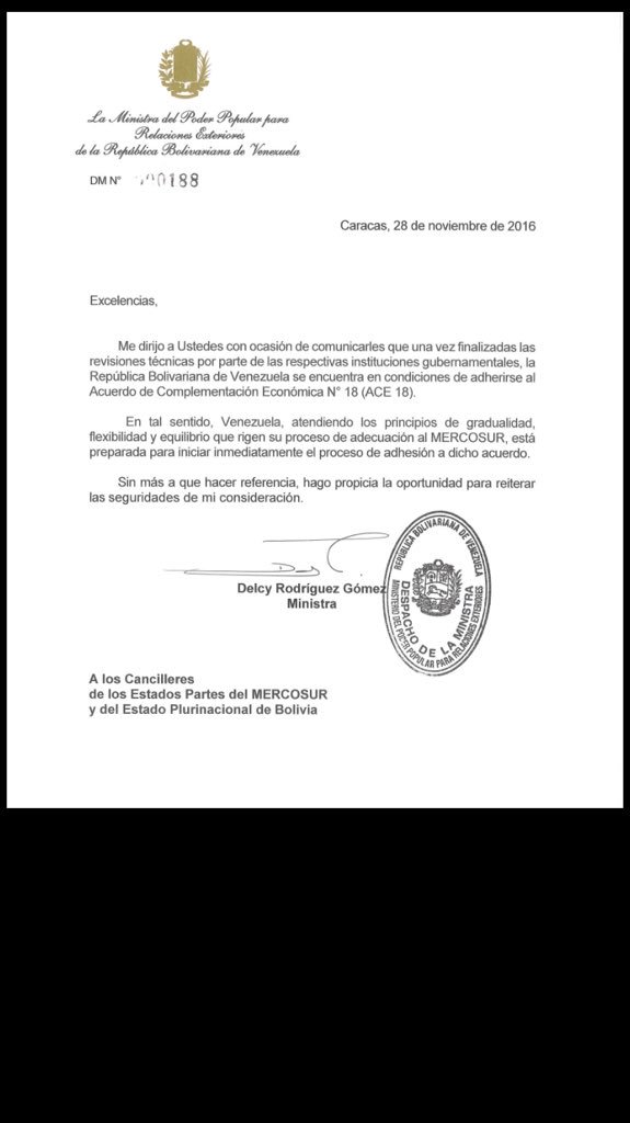 noticias24's tweet photo. Venezuela se adhiere al Acuerdo de Complementación Económica del Mercado Común del Sur https://t.co/SW4PJ6b8Ye https://t.co/WH7kYLksKd