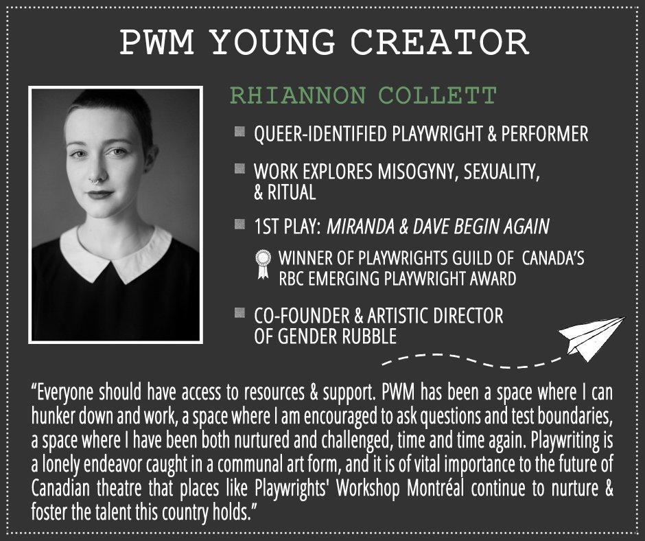 Rhiannon Collett <a href="/rhiann0n_/">emma stevens</a> is the first of our featured playwrights for our #constructingcreativity giving campaign: