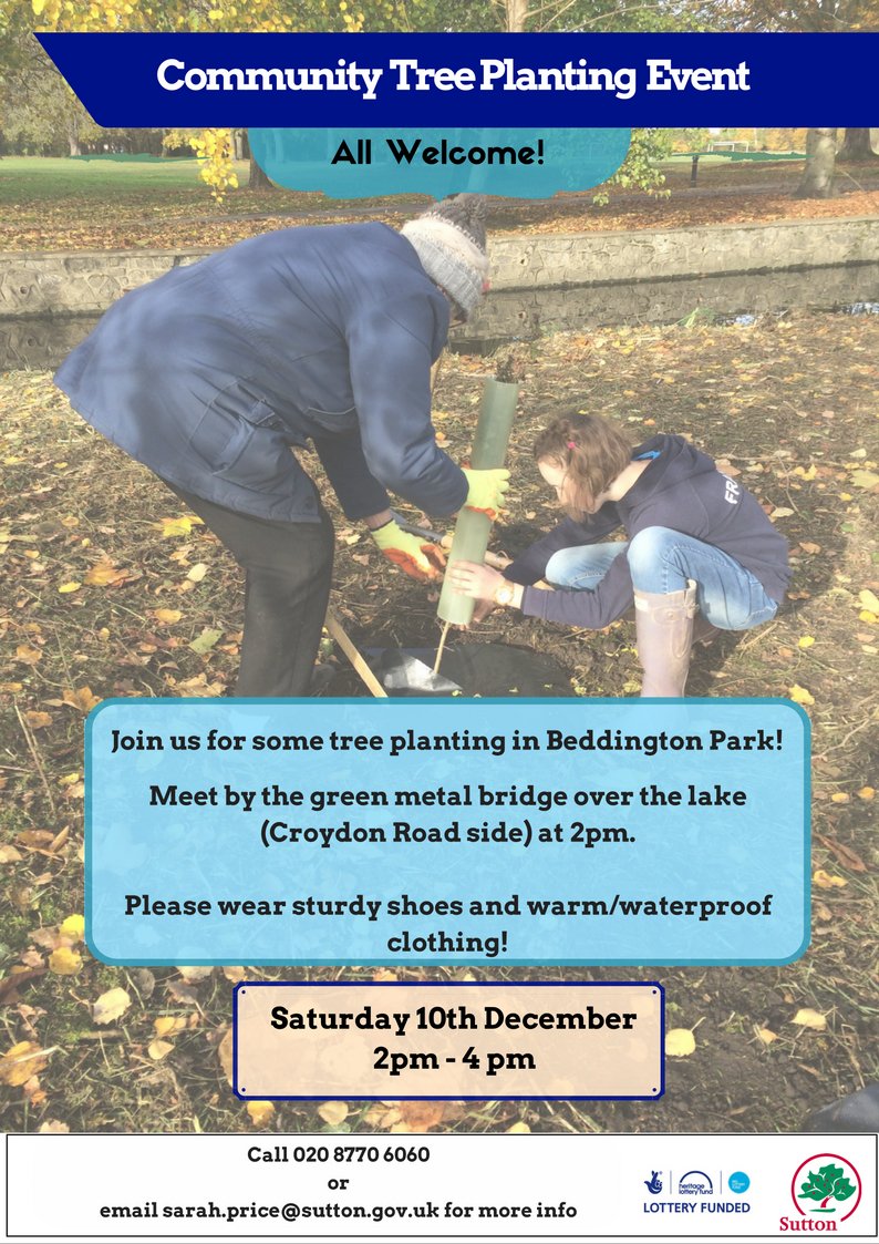 beddington_park's tweet image. Let's plant more trees! Community event, 10th Dec 2-4pm. All welcome! @beddingtonra @HackbridgeNet @WallingtonMums
