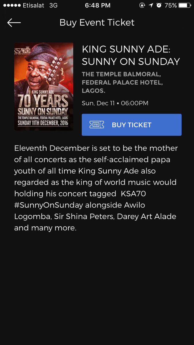 Adanne__'s tweet photo. KING SUNNY ADE is going LIVE on the 11th of December 2016 🙅🙅🙅 Get your tickets on https://t.co/2d979MQ2HU NOW!!! 😬😬😬😬 or on nairabox app https://t.co/Z9Jw6hP252