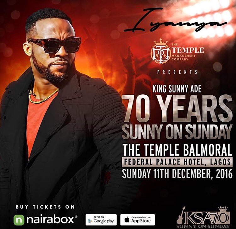 Adanne__'s tweet photo. KING SUNNY ADE is going LIVE on the 11th of December 2016 🙅🙅🙅 Get your tickets on https://t.co/2d979MQ2HU NOW!!! 😬😬😬😬 or on nairabox app https://t.co/Z9Jw6hP252