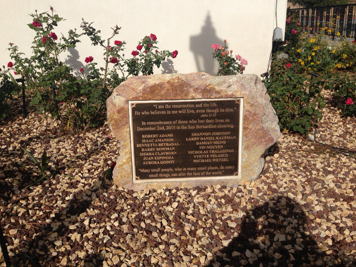 sbdcatholics's tweet photo. Dec. 2nd marks the 1st anniversary of the #sbshooting tragedy. Here is Sacred Heart Parish, Rancho Cucamonga honoring the victims.#sbdiocese https://t.co/fGc89d9w9F