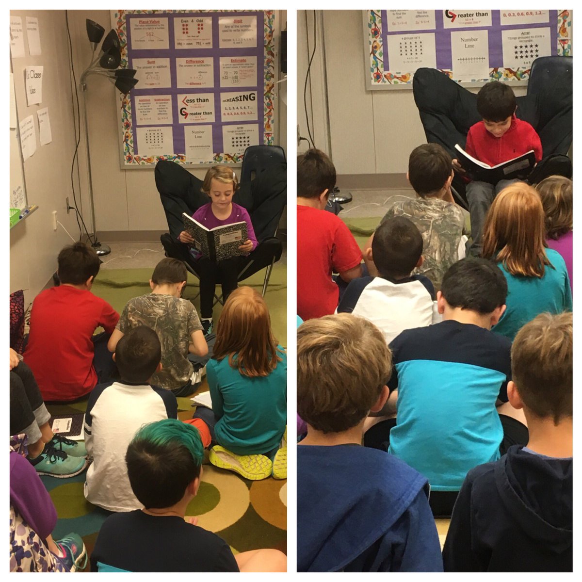 Students are sharing stories from their writing journals for Author's Chair during writing time! <a href="/StratfordLndgES/">Stratford Landing ES</a>