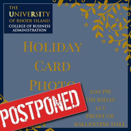 URIBusiness's tweet photo. Due to the weather, our Holiday Card photo has been POSTPONED to this Thursday, 12/1 at 2:00 PM! https://t.co/nYDblLVyQi