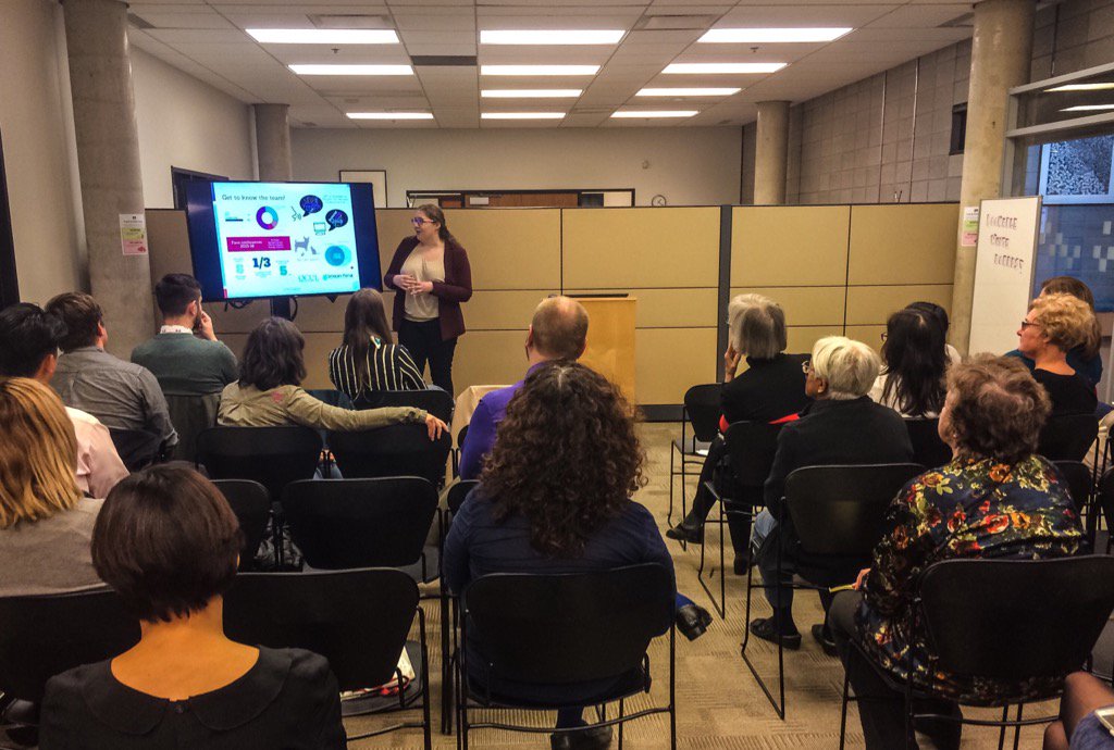 UTSCLibrary's tweet photo. #SPonTheRoad in our Makerspace - just learned that #AskChat has topped over 100,000 chats! https://t.co/zKN1pDo10U