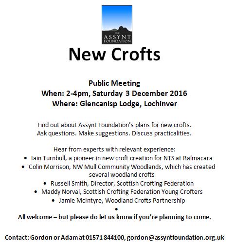 AssyntFndn's tweet image. Meeting to discuss next steps for our new crofts plans at Glencanisp Lodge this Sat 3rd, public meeting starts at 2(-4), w coffee afterwards