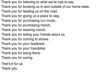 Last night was amazing, and we wouldn't want to go out any other way.  Thank you, everyone.