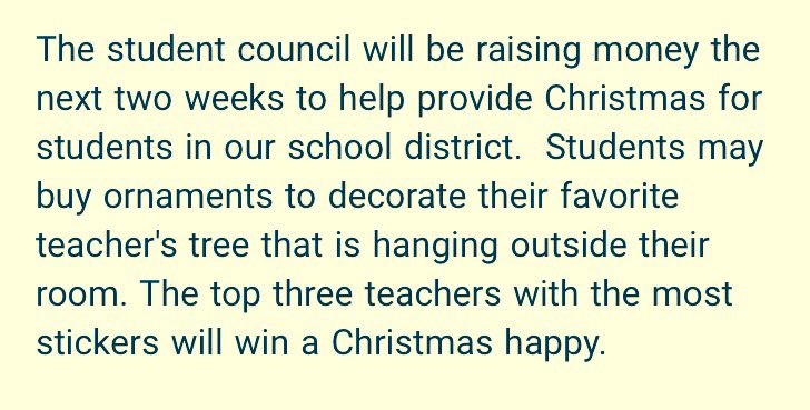 LafCo_CMG's tweet photo. Help LHS Student Council make someone's Christmas a little brighter. Buy ornaments for your favorite teacher's 🎄. https://t.co/2OEZX3OnvR