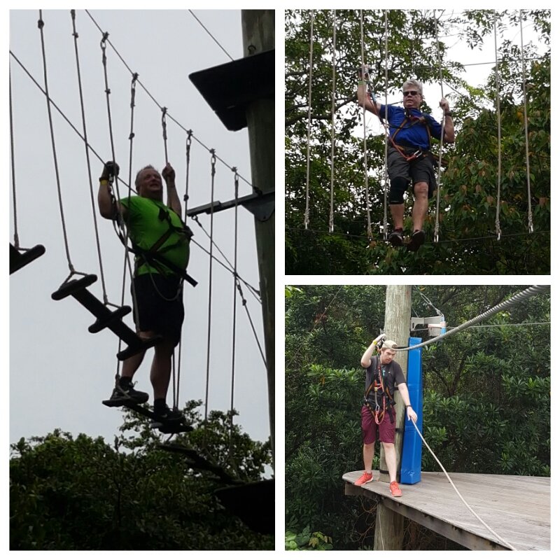 IanWRobb's tweet image. Using their upper body strength to run the ropes and obstacle course in record time for Keith, Dell and David