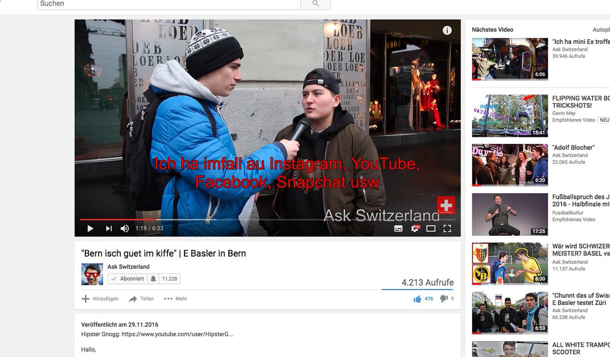<a href="/Ask_Switzerland/">Lionel Battegay</a> Ha gar nid gwüsst, dass du Youtube hesch xD