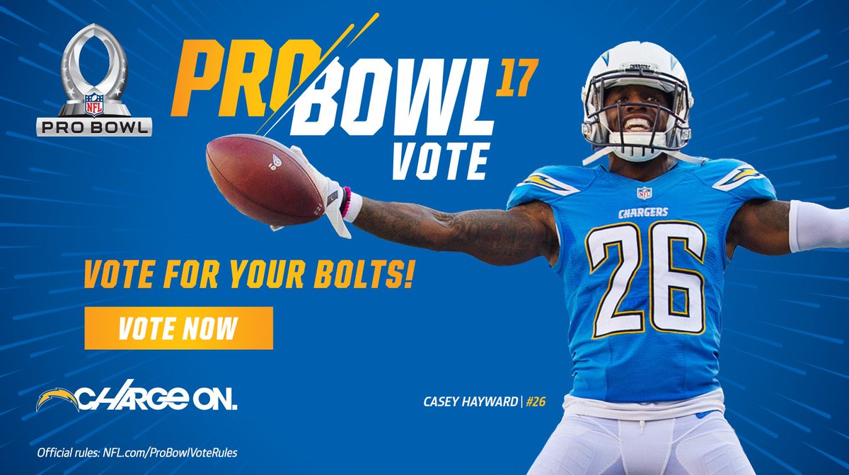 chargers's tweet photo. He leads the NFL with SIX interceptions. 

Let's help him lead the way to Orlando. RT to vote for @show_case29!

#ProBowlVote #CaseyHayward https://t.co/QL8kqZOVow