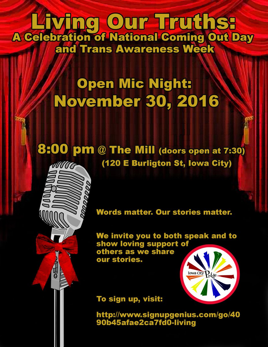 Join us tomorrow if you're in the #IowaCity area &amp; either want to share your story, want to support our #LGBT community, or both #queerlife