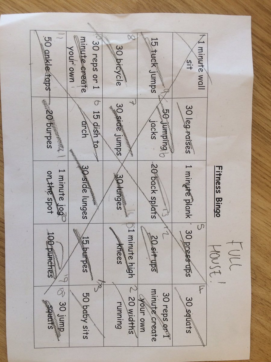 PE_FarehamAcad's tweet photo. Fitness BINGO #year9girls #enthusiastic #motivated https://t.co/1OLFg2YVDS