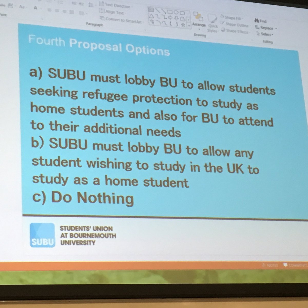 SUBUBournemouth's tweet photo. Fourth proposal options #bsm16 https://t.co/nFasJpuEWC