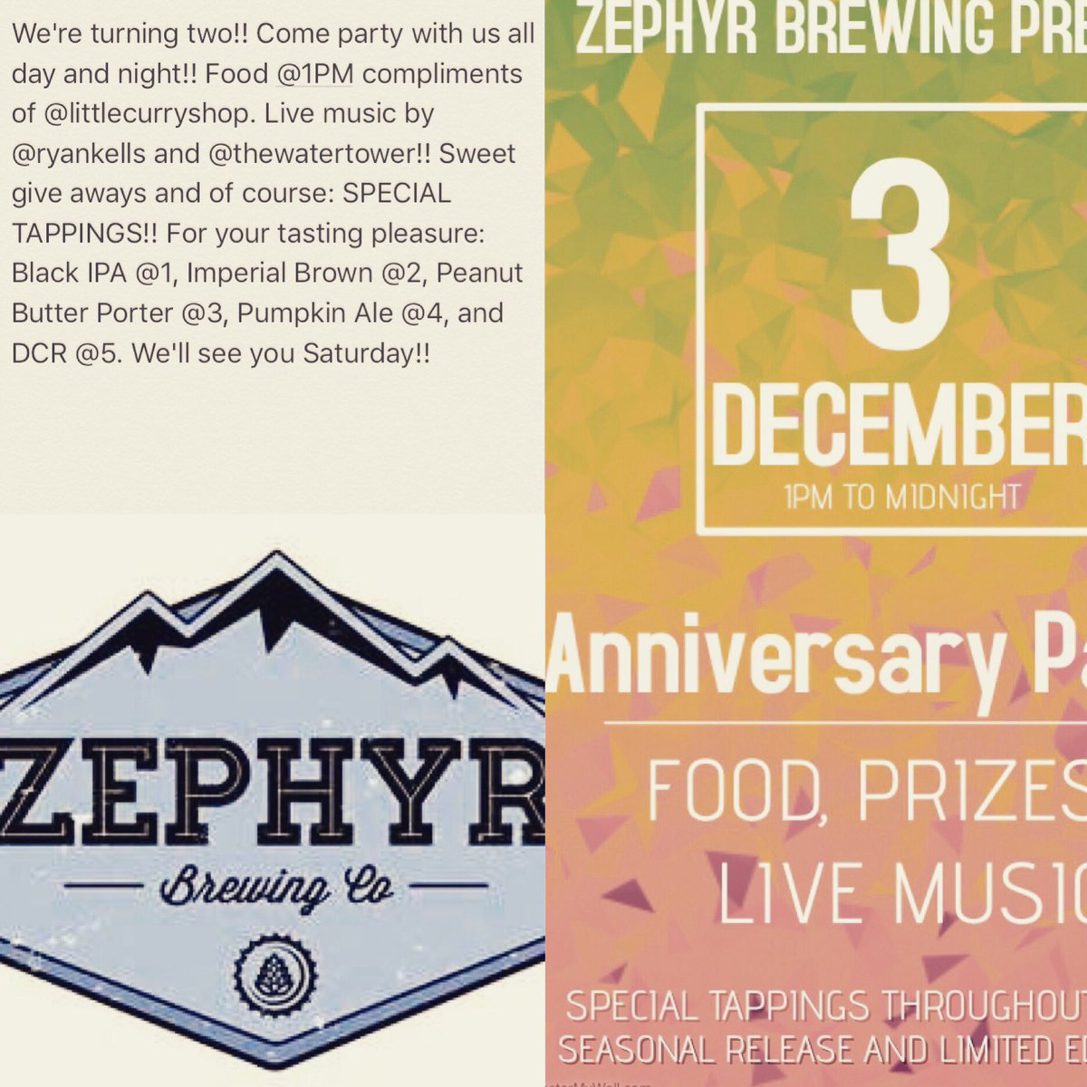 ZephyrBrewing's tweet photo. Saturday! See you @1 😆🎉🍻

#turnin2 #littlecurryshop #ryankelly #watertower #pbporterreturns #dcr #keeprinocraft #zephyr https://t.co/eGfXsEz8DI