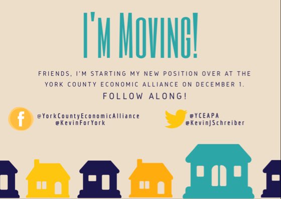 Thursday, I'll start my new role as CEO/President of <a href="/YCEAPA/">YCEA</a>. Follow me <a href="/YCEAPA/">YCEA</a> &amp; <a href="/KevinJSchreiber/">Kevin Schreiber</a> to keep up w all things #EconDev in York!