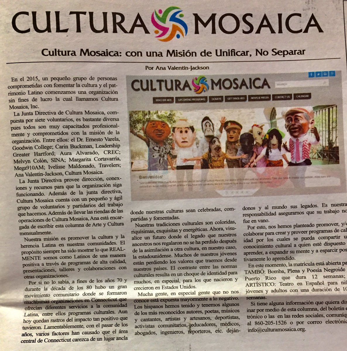 And then, THIS happened! We opened the Hartford News and found our article in it... 😱😳😜 #cultura #art #news #professionallydone