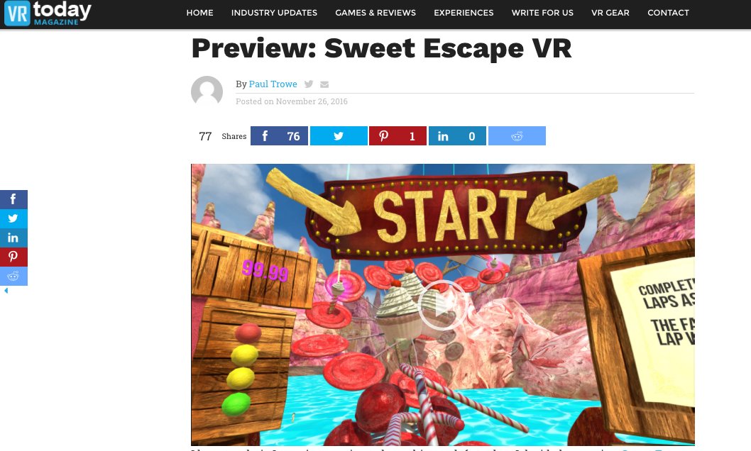 SoCalVR's tweet image. Wooh! Check out this awesome preview for Sweet Escape VR in VR Today Magazine! ow.ly/22Zv306D8b8