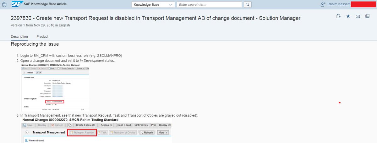 r_kassam's tweet image. Love it when @SAP releases KBA 2397830 with your name all over it. &quot;Rahim Testing..&quot; #SAPCharm #SolMan #SolMan72 #SAPSolutionManager