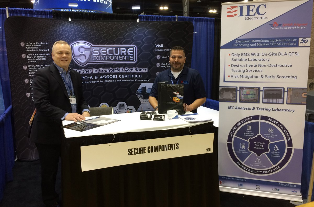 IECElectronics's tweet photo. We’re at #DMSMS2016 w/@SecureComponent ready to answer your questions on DFAR, risk mitigation, #counterfeits & #obsolescence at booth 909! https://t.co/8AP2rLYAY8