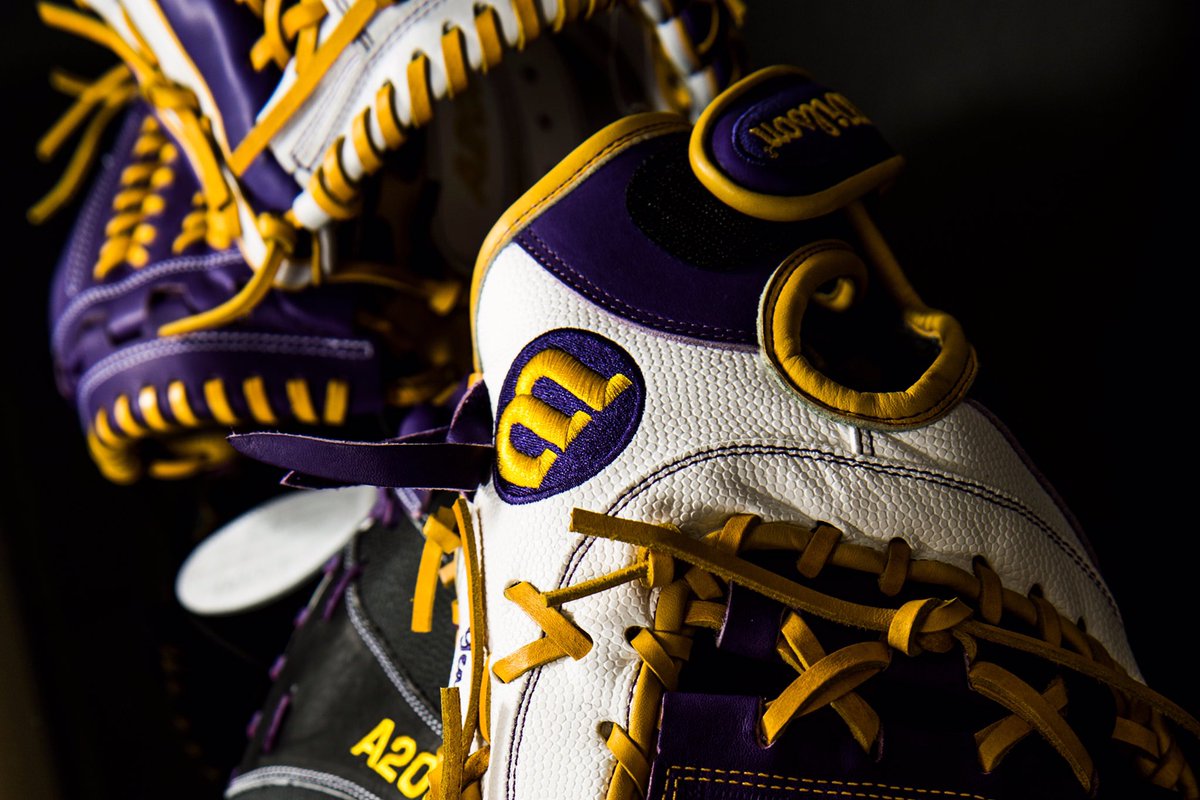 LSUsoftball's tweet photo. GRAND REVEAL! 📸📸
It is #GloveAppreciation time in Baton Rouge! Check out a few of @LSUsoftball's newest gloves. #MadeForLSU #GeauxTigers https://t.co/Hb5egMKbbA