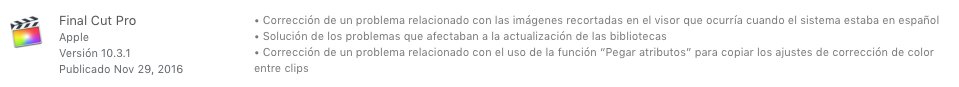 finalcutproes's tweet photo. ATENCIÓN: Disponible Final Cut Pro X 10.3.1. Corrige el bug del visor en español. Bien. https://t.co/nvFQp1lMjG
